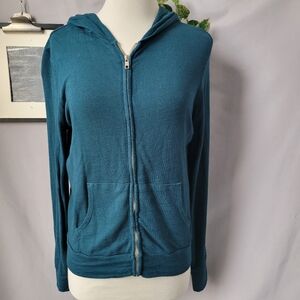 Monrow Supersoft Zip Up Hoody Hoodie Sweatshirt Abyss Blue Green S